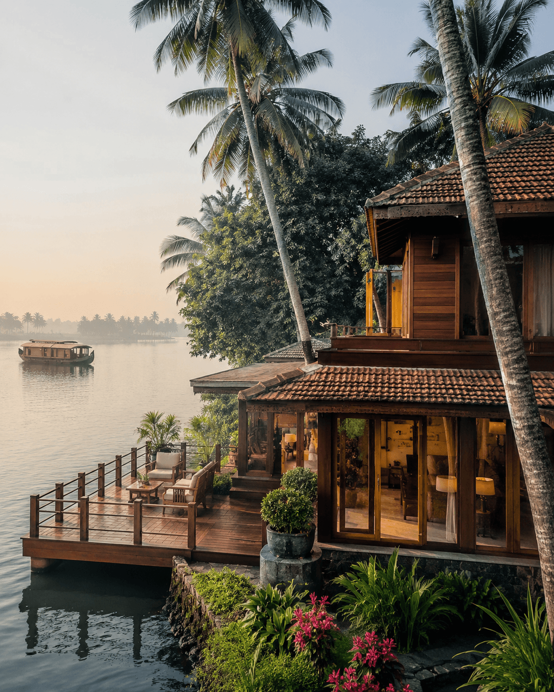 Luxury resorts, waterfront villas, beach hotels, and authentic homestays for a perfect stay in Alappuzha, Kerala