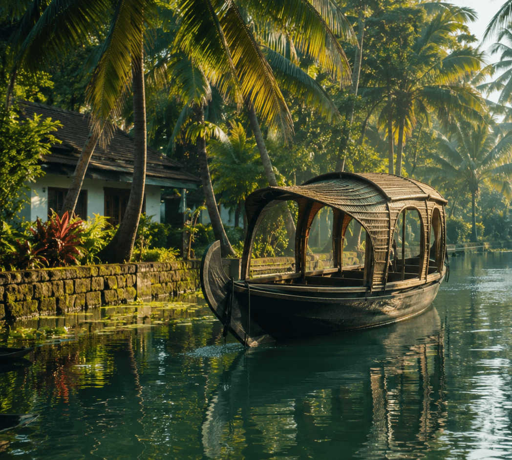 Experiencing Alappuzha backwater tours with relaxing shikara rides and paddling, canoeing, or kayaking through narrow village canals